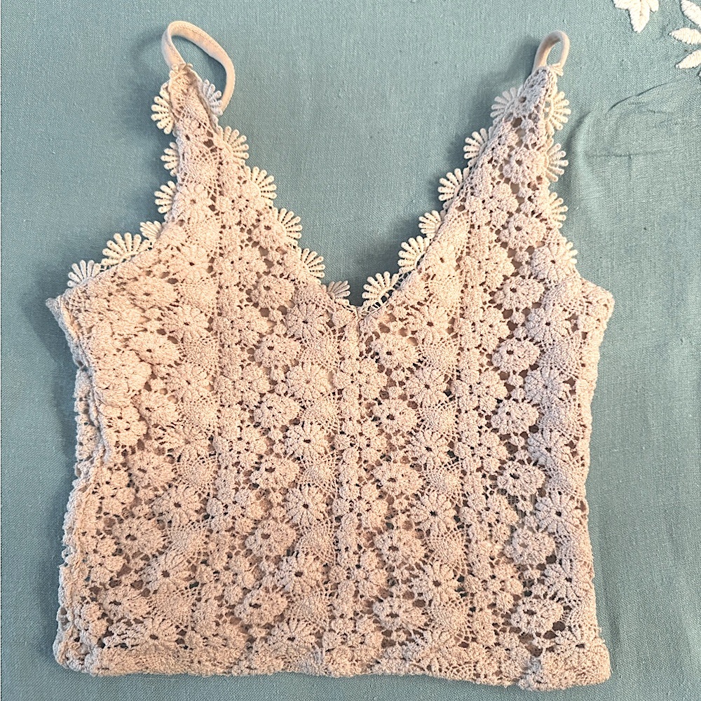 Embellished Cream Cropped Camisole